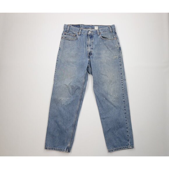 Vintage Y2K 2002 Levis 550 Mens 36x30 Distressed Relaxed Fit Denim Jeans Blue - Picture 1 of 16